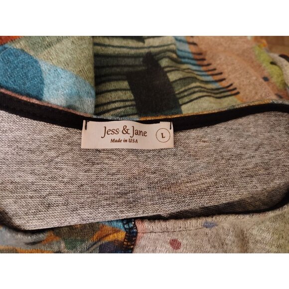 Jess & Jane Large Tunic Top, Long Sleeve, Abstract Print, Lagenlook Artsy Soft - Picture 4 of 5